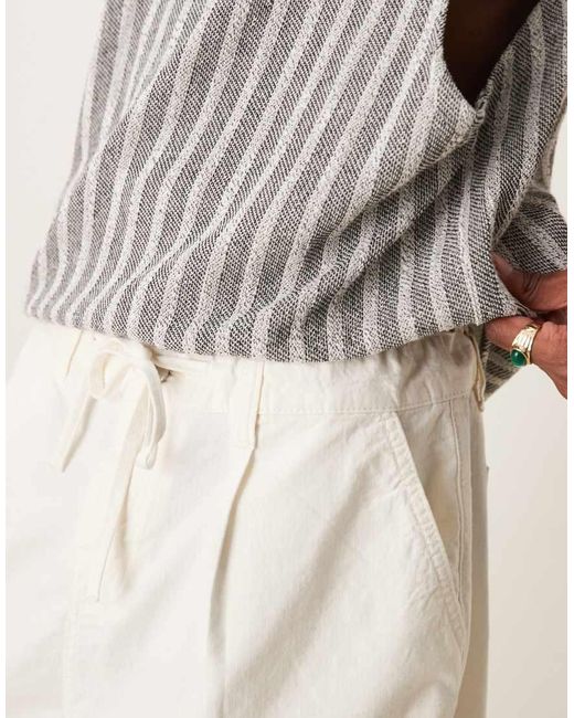 ASOS Kortere Short Met Plooien, Wijde Pijpen En Trekkoord in het Natural voor heren