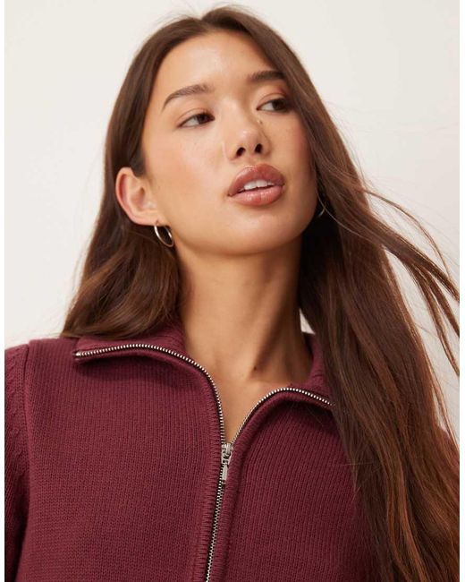 Abercrombie & Fitch Red Zipper Cardigan