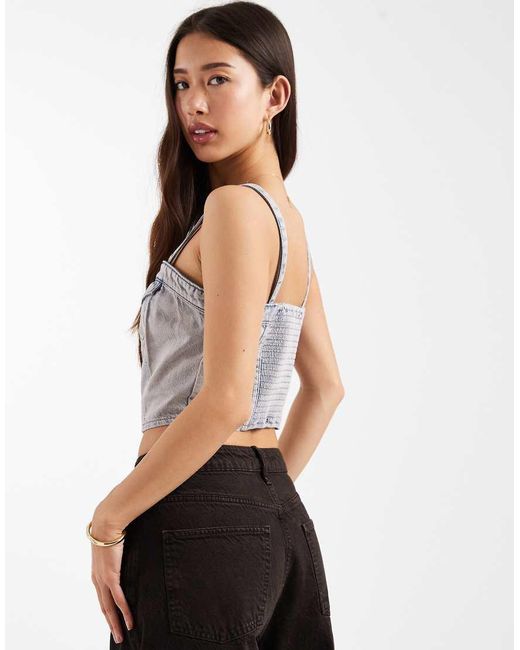Levi's Gray Denim Corset With Front Pockets