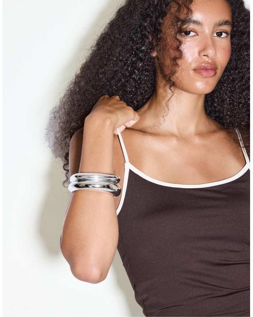 Stradivarius Blue Polyamide Spaghetti Strap Top