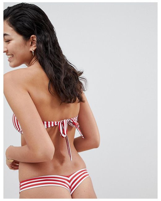 Kulani Kinis Synthetic Red And White Stripe Bandeau Bikini Top - Lyst