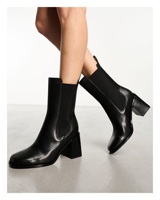 & Other Stories Black Soft Square Heeled Ankle Boots