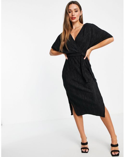 Y.A.S V-neck Tie Waist Midi Dress in 