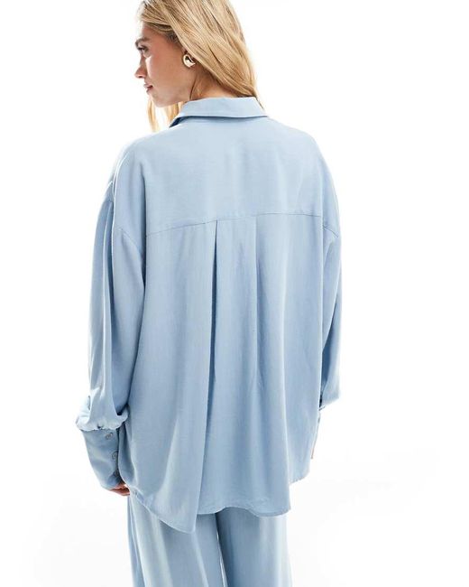 ASOS Blue Linen Blend Oversized Shirt