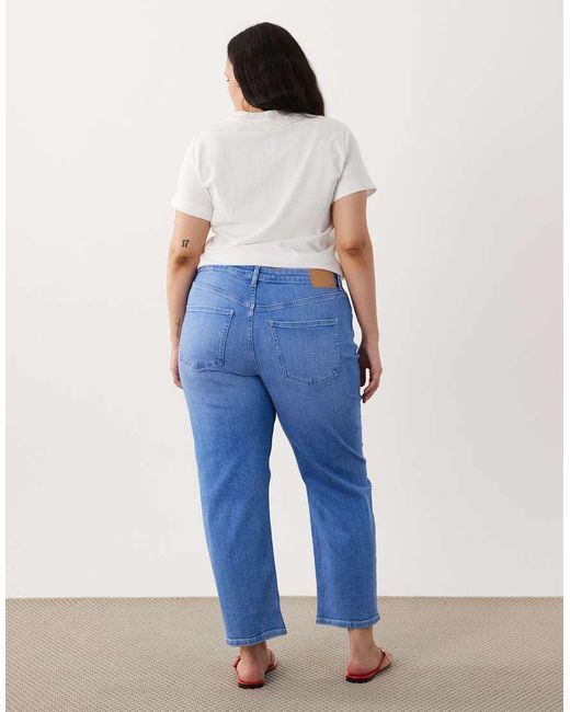 ASOS Blue Asos Design Curve Ankle Grazer Comfort Stretch Straight Leg Jeans