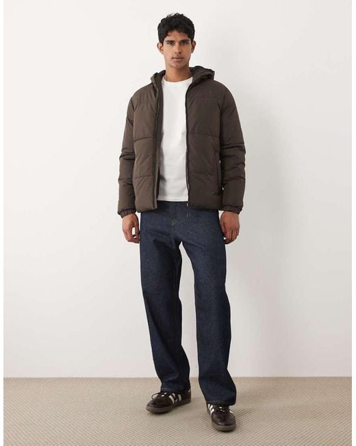 Blend Brown Hooded Puffer Jacket for men