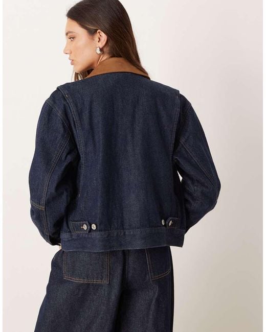 Abercrombie & Fitch Blue Denim Contrast Collar Worker Jacket