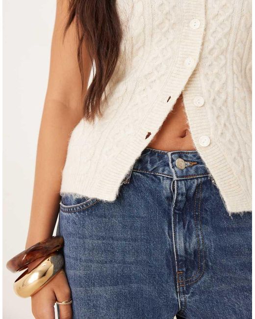 Gina Tricot Blue Mix And Match Cable Knitted Tube Top
