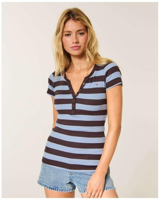 Hollister Blue Short-Sleeve Icon Henley