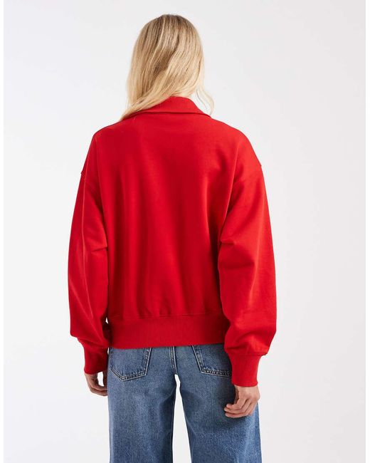 & Other Stories Red Half Zip Sweatshirt