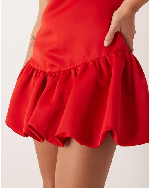 Gina Tricot Red Sleeveless Balloon Mini Dress