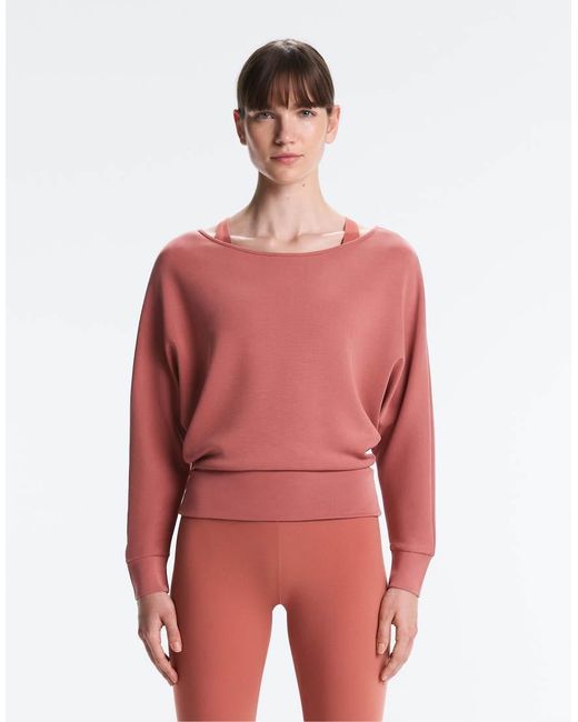 Oysho Red Soft-touch Modal Boat Neck Sweatshirt