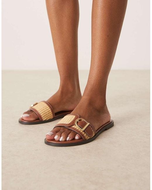 Mango Natural Raffia Buckle Detail Sandal