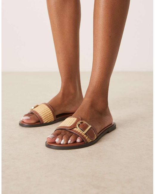 Mango Sandalen Van Raffia Met Gesp in het Natural