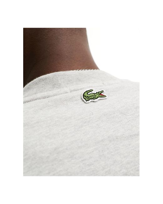 Lacoste – grau meliertes sweatshirt mit großem krokodil-logo vorn in Gray für Herren