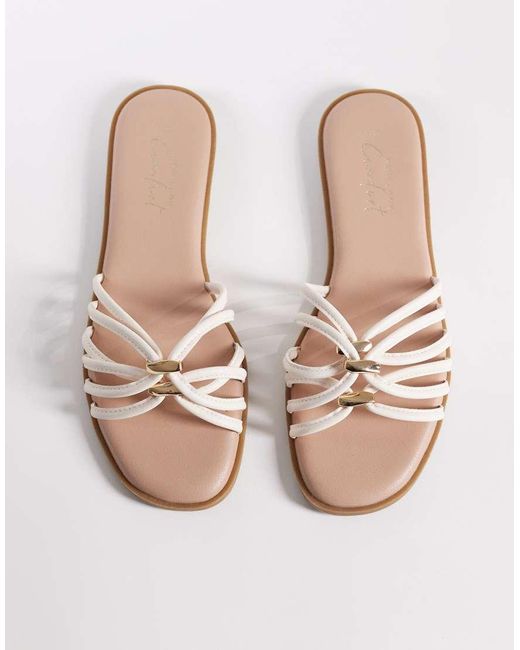 New Look White Multistrap Metal Detail Flat Sandal