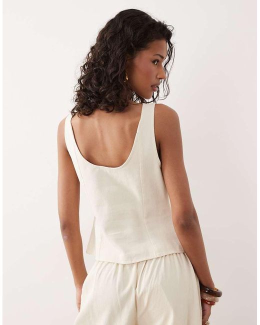 ASOS Natural Denim Embroidered Top