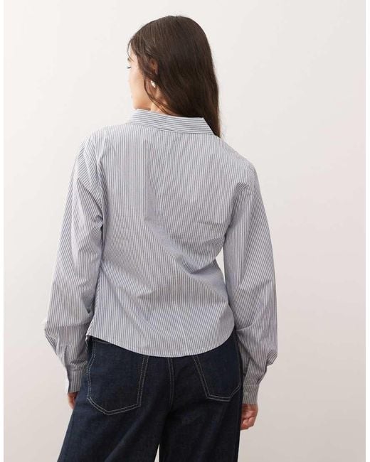 Collusion Gray Cinched Waist Wrap Shirt