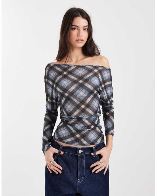 Collusion Multicolor Off Shoulder Cinched Waist Top