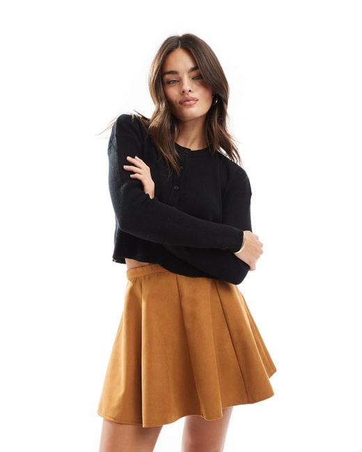 ASOS Black Flippy Faux Suede Mini Skirt