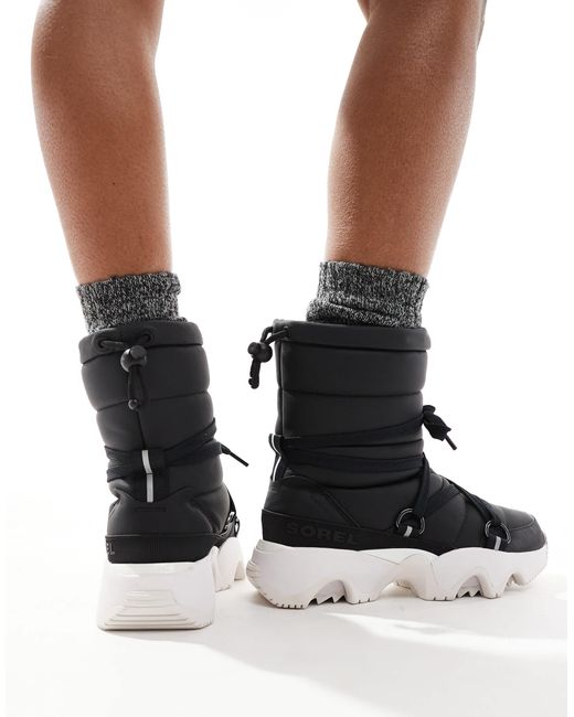 Sorel Black Kinetic Impact Nxt Wp Waterproof Fleece Lined Puffer Snow Boots