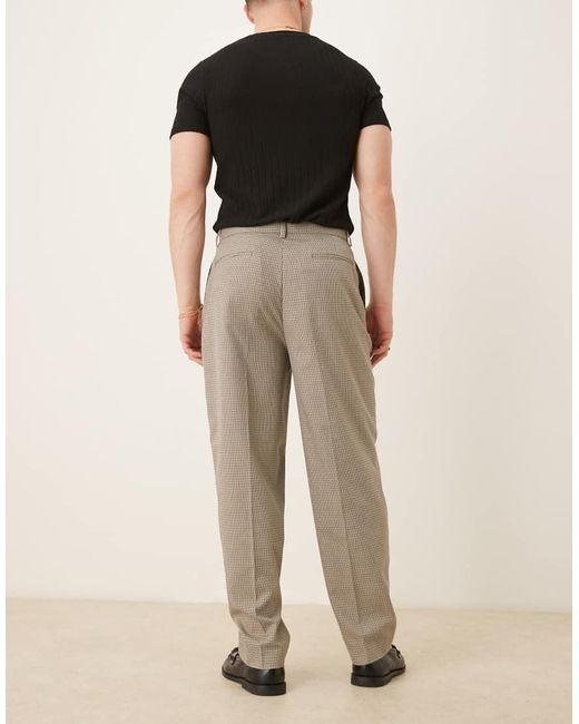 Pantalones De Vestir Marrones A Cuadros Pequeños De Corte Tapered Extragrande De ASOS de hombre de color Natural