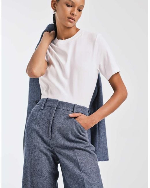 & Other Stories Blue Co-ord Tailored Wool Blend Wide Leg Trousers