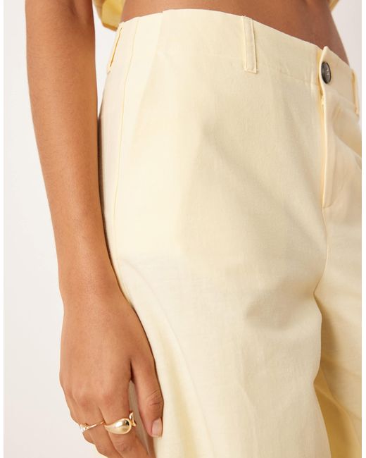 ASOS Natural – barrel-leg-hose aus leinenmix