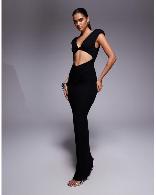 ASOS Blue Sleeveless Low Plunge Twist Front Cut Out Maxi Dress