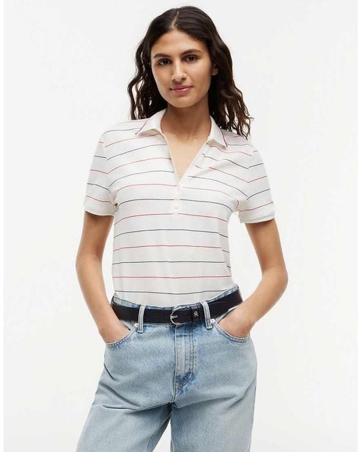 Tommy Hilfiger White Regular Fit Pique Henley Polo Shirt