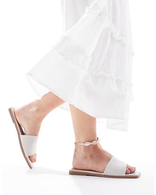 Asos Design Wide Fit Gray Fig Square Toe Flat Sandals