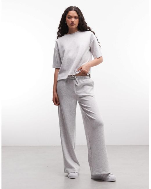 River Island Women's White Clean Premium Wide Leg Trackies