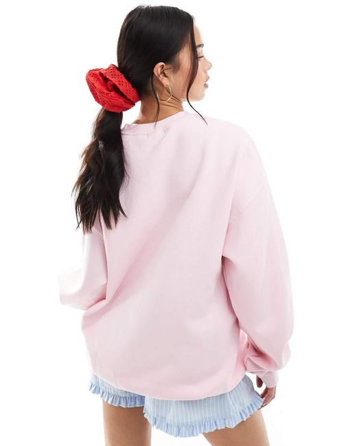 Miss Selfridge Red Bow Print Oversized Sweatshirt