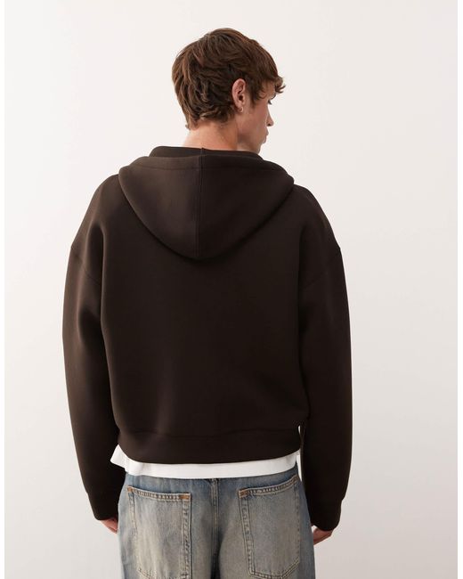 Simon - sweat à capuche zippé en imitation néoprène - foncé Weekday pour homme en coloris Black