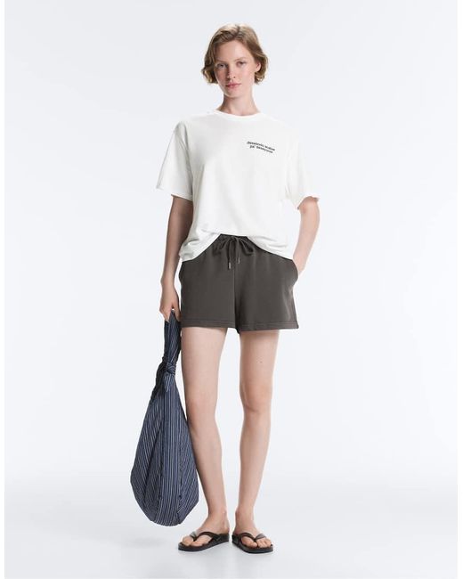 Oysho Gray Cotton Blend Fleece Shorts