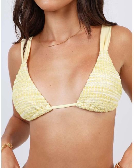 SIMMI Yellow Textured Bikini Top With Contrast Strap