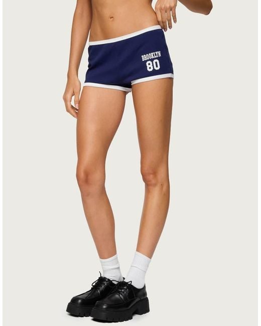 Edikted Blue Brooklyn Contrast Shorts
