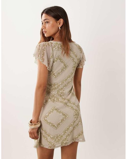 Miss Selfridge Natural Frill Sleeve Mini Dress