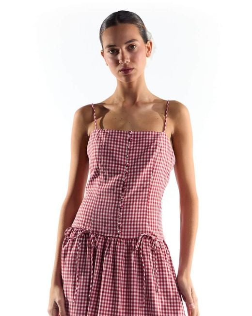 Collective The Label Red Button Through Dropped Waist Midi Dress
