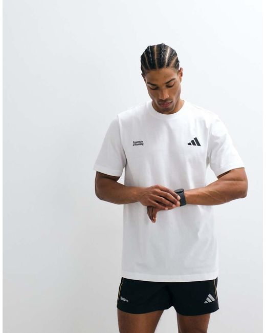 Adidas Originals White Adidas Running T-shirt With Back Print for men