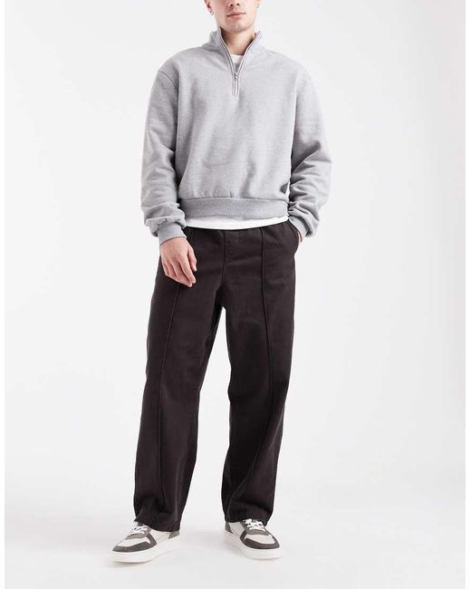 ASOS Gray Pull On Tapered Pintuck Trousers for men