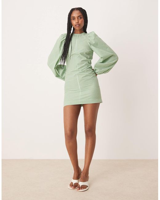 ASOS Green Fit And Flare Mini Dress With Tie Back Detail
