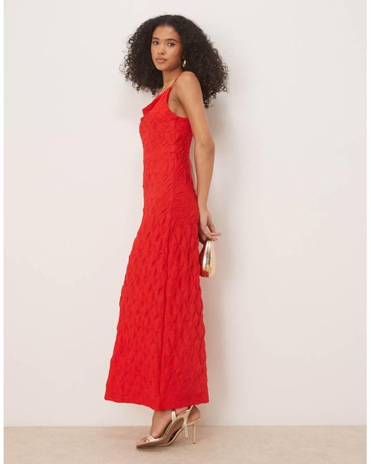 Vila Maxi Jurk Van Getextureerde Jersey in het Red