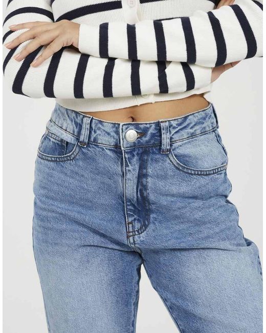 Brave Soul Blue Mid Rise Straight Leg Jeans