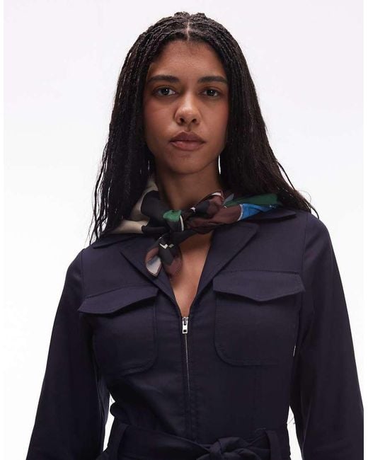 & Other Stories Blue Belted Jumpsuit With Patch Pockets