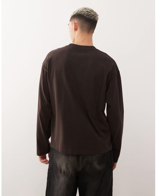 Great - t-shirt à manches longues coupe carrée - marron Weekday pour homme en coloris Black