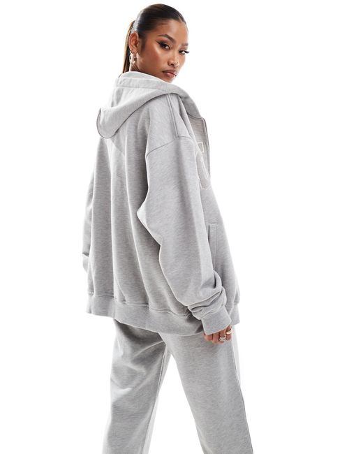 The Couture Club Gray Co-ord Logo Zip Up Hoodie