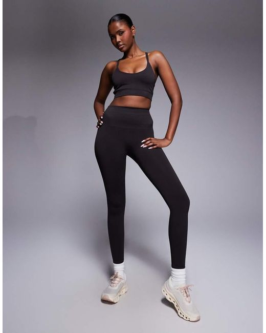 4505 Brown Seamless Multi Strap Medium Support Sports Bra With Removable Padding