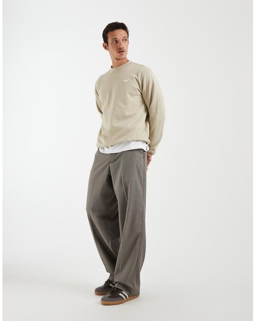 Adidas Originals Natural Trefoil Essentials Crew French Terry Sweatshirt for men
