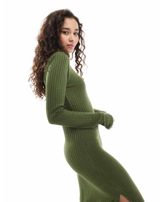 Vero Moda Geribbelde Jersey Maxi-Jurk in het Green